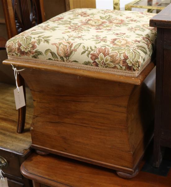 A Victorian walnut ottoman W.44cm